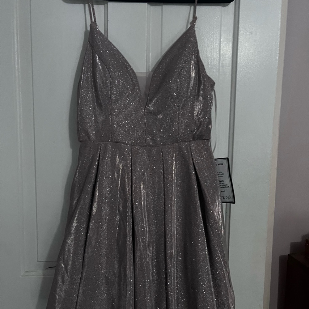 B Darlin Shimmering Silver mini Dress